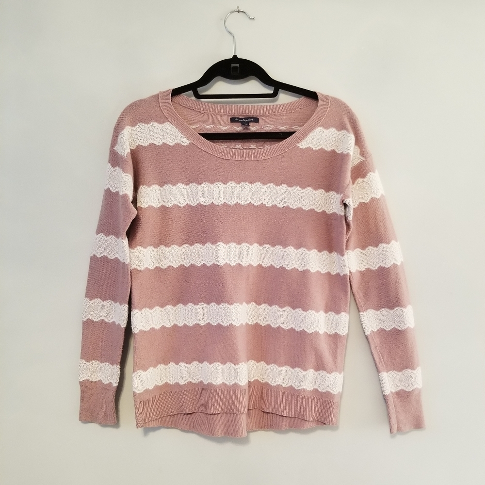 AEO stripped pink sweater